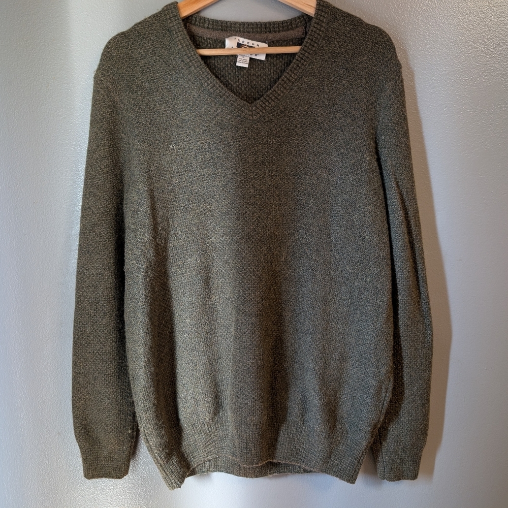 Joseph Abboud Sweater, Men's Size L, Olive Green V-neck, Classic Fit, Wool Blend